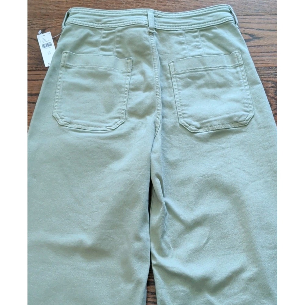 NWT MAEVE Colette Crop Wide Leg Pants Moss Green Sz 29 Stovepipe Raw Hem Stretch - Picture 6 of 9